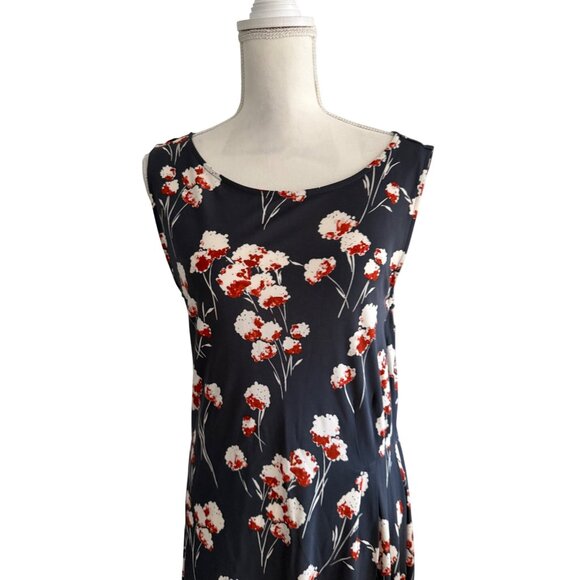 TORY BURCH Navy Gray Floral MIDI Dress Size 10 - Picture 3 of 8